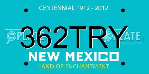 362TRY New Mexico License Plate