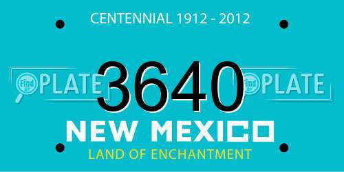 3640 New Mexico License Plate