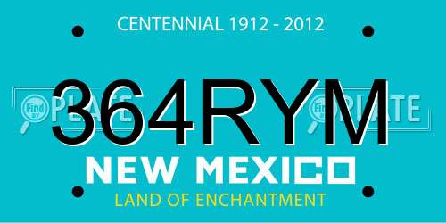 364RYM New Mexico License Plate
