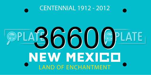 36600 New Mexico License Plate