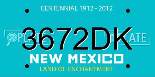3672DK New Mexico License Plate