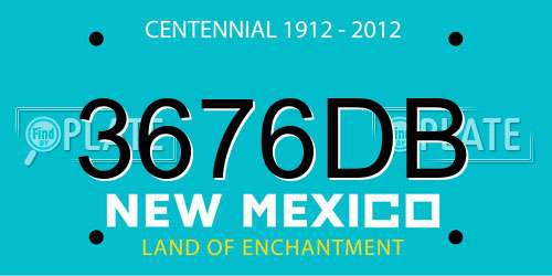 3676DB New Mexico License Plate