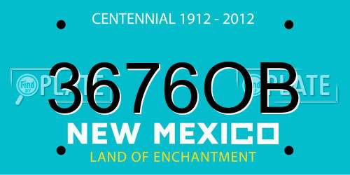 3676OB New Mexico License Plate