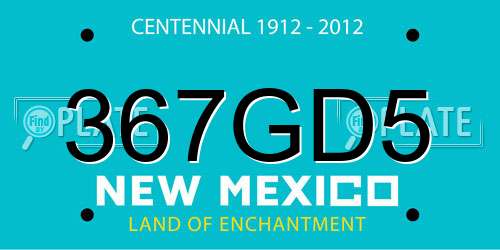 367GD5 New Mexico License Plate