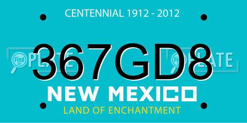 367GD8 New Mexico License Plate