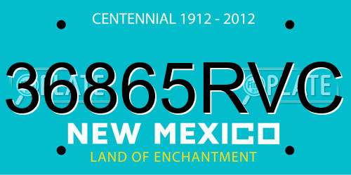 36865RVC New Mexico License Plate