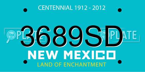 3689SD New Mexico License Plate