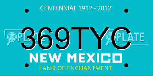 369TYC New Mexico License Plate