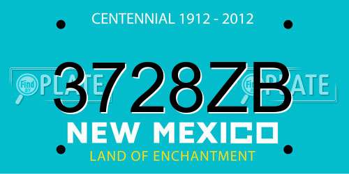 3728ZB New Mexico License Plate