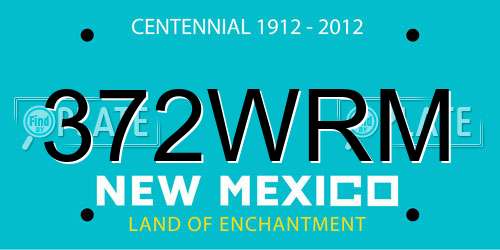 372WRM New Mexico License Plate