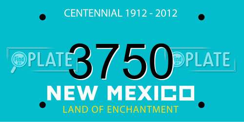 3750 New Mexico License Plate