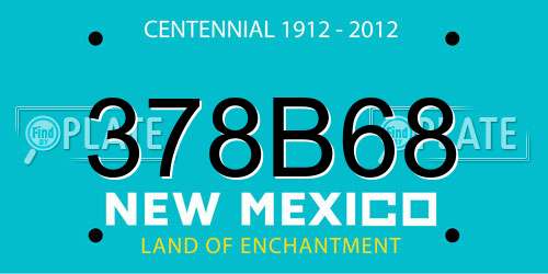 378B68 New Mexico License Plate