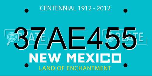 37AE455 New Mexico License Plate