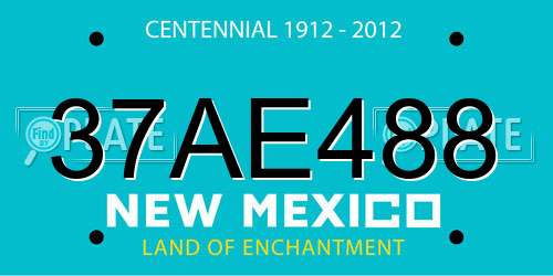 37AE488 New Mexico License Plate