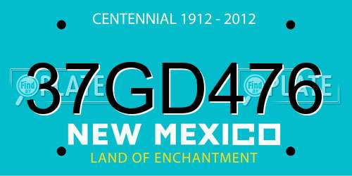 37GD476 New Mexico License Plate