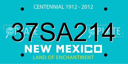 37SA214 New Mexico License Plate