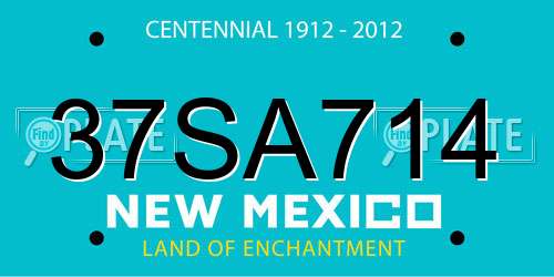 37SA714 New Mexico License Plate