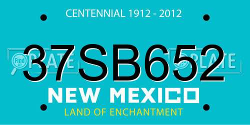 37SB652 New Mexico License Plate