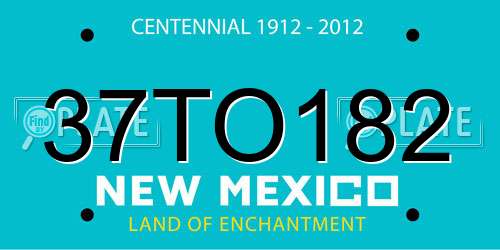 37TO182 New Mexico License Plate