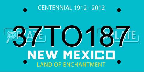 37TO187 New Mexico License Plate