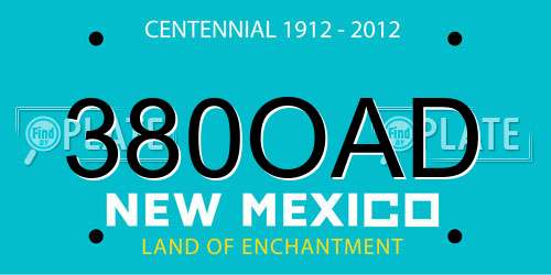 380OAD New Mexico License Plate