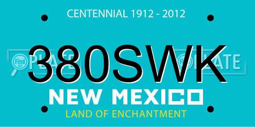 380SWK New Mexico License Plate