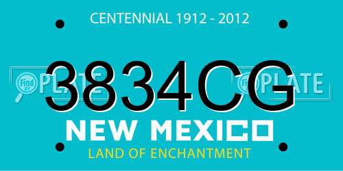 3834CG New Mexico License Plate
