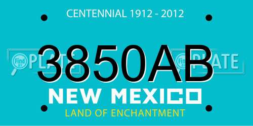 3850AB New Mexico License Plate