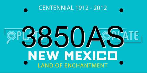 3850AS New Mexico License Plate