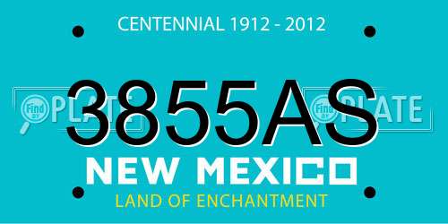 3855AS New Mexico License Plate