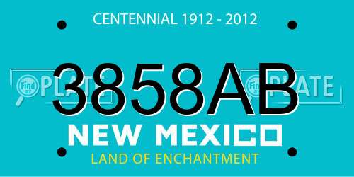 3858AB New Mexico License Plate