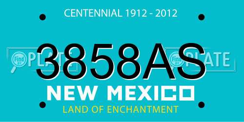 3858AS New Mexico License Plate