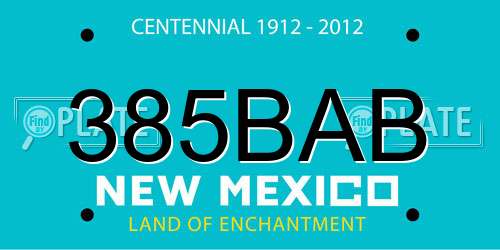 385BAB New Mexico License Plate