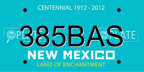 385BAS New Mexico License Plate