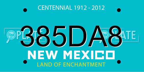 385DA8 New Mexico License Plate