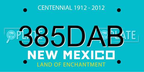 385DAB New Mexico License Plate