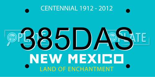 385DAS New Mexico License Plate