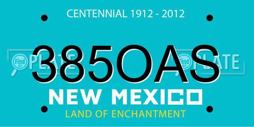 385OAS New Mexico License Plate