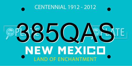 385QAS New Mexico License Plate