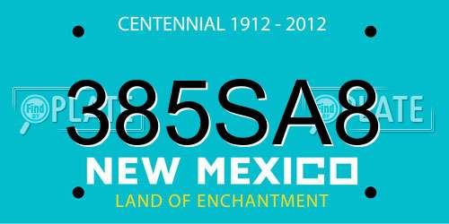 385SA8 New Mexico License Plate
