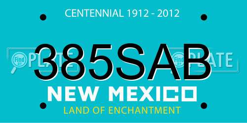 385SAB New Mexico License Plate