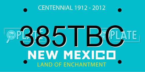 385TBC New Mexico License Plate