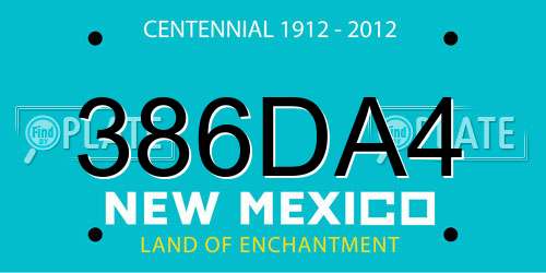 386DA4 New Mexico License Plate
