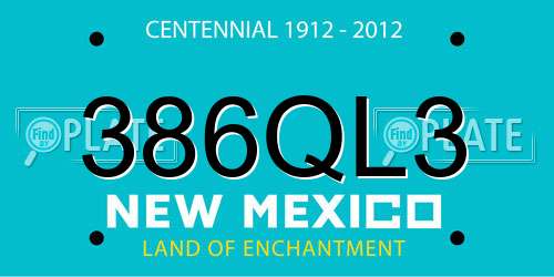 386QL3 New Mexico License Plate