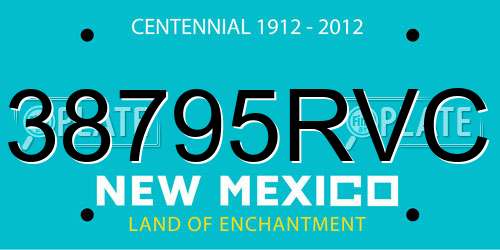 38795RVC New Mexico License Plate