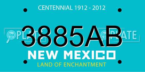 3885AB New Mexico License Plate