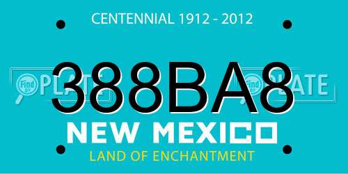 388BA8 New Mexico License Plate