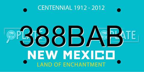 388BAB New Mexico License Plate