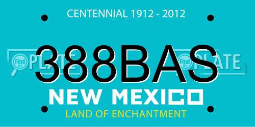 388BAS New Mexico License Plate