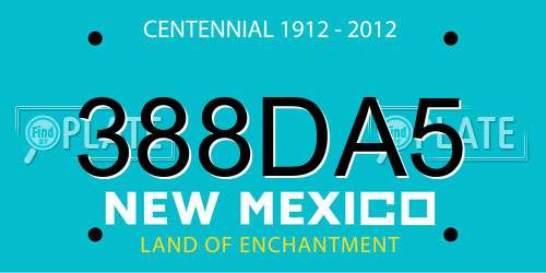 388DA5 New Mexico License Plate